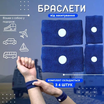 Браслет акупунктурний від захитування, нудоти та токсикозу для дітей та підлітків у Дорозі Синій 4шт