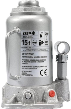 Podnośnik hydrauliczny butelkowy Vorel 80072 15 t wys. rob. 205 - 390 mm (5906083800726)