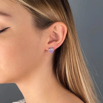 Серебряные сережки детские Сова
