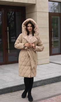 Зимове пальто з еко-хутром Mila Nova ПВ-360 48 кемел