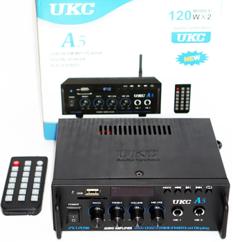 Підсилювач потужнусті звуку — Bluetooth, USB,SD,FM, MP3! Караоке 2х канальний 2x120W UKC A5