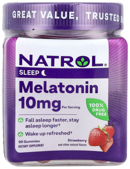Мелатонін для сну Natrol Melatonin Gummies 90 цукерок зі смаком полуниці