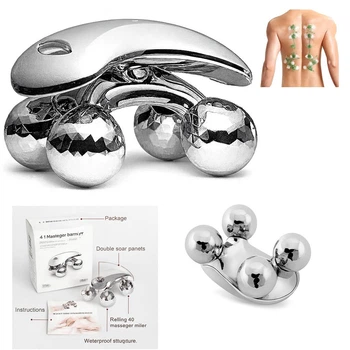 Массажер для тела 4D Massager XC-118 роликовый лифтинговый, питание от солнечной энергии, серебристый