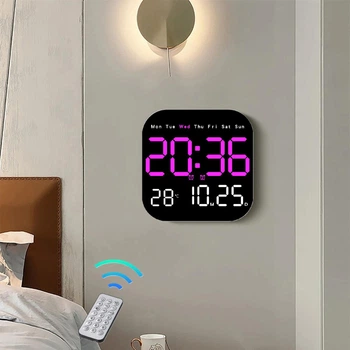 Годинник Deepfox DS-6650 LED цифровий електронний настінний Будильник Дата Температура 18,5х18,5см фіолетовий