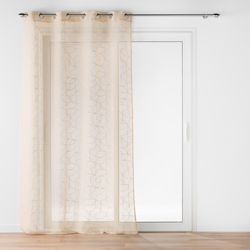 Firana Douceur d'intérieur Louxor na przelotkach ze złotym nadrukiem Beżowa 140 x 240 cm (3574386276467)