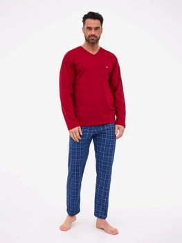 Пижама (лонгслив + штаны) мужская хлопковая Cornette Mens sleepwear 122-262 B25 XL Темно-красный/Синий (5902458244065)