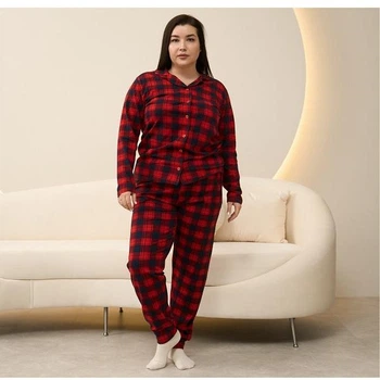 Пижама женская с штанами 3XL в клеточку 19066