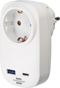 Мережевий розгалужувач Brennenstuhl Type F + USB A + USB-C PD 20W White (4007123696000)