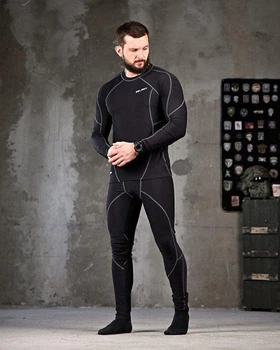 Тактична чоловіча активна термобілизна 2XL/3XL чорна (60037)
