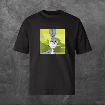 Футболка унісекс з принтом мем Bugs Bunny Багз Банні Оверсайз чорна 2XL