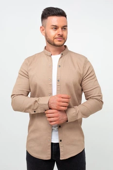 Рубашка джинсовая стойка Trend Collection 18307-7 Темно-бежевый (BEJ) M