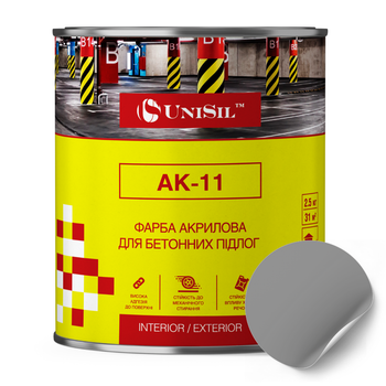 Краска акриловая АК-11 для бетонных полов Unisil серая 0.75 л