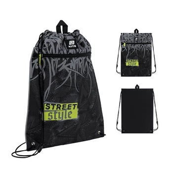 Сумка для обуви Kite Street Style "Граффити" 46х33 см с карманом черно-серая (K25-601M-6)