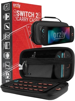 Защитный чехол-кейс Orzly для Nintendo Switch 2, дорожный, с карманами для карт, аксессуаров и подставкой