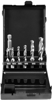 Zestaw wierteł-nagwintników Yato YT-44849 M3-M10 HSS M2 HEX-1/4" z przedłużką L=60 mm 7 szt (5906083049521)
