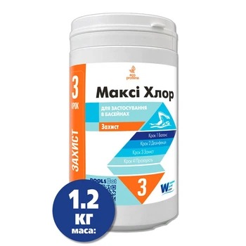 Максі Хлор Water World Window 1,2 кг (повільний хлор для басейну у таблетках по 200 г)