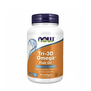 Комплекс з омега + вітамін Д3 NOW Foods Tri-3D Omega 330 мг ЕПК / 220 мг ДГК + вітамін D-3 (1000МО), 90 капсул