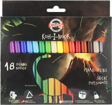 Фломастери Koh-i-Noor Dino 18 кольорів (1002/18) (8593539306399)