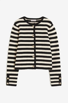 Жіночий кардиган H&M 206503-2 S(165/88) чорно-білий (2065030003)