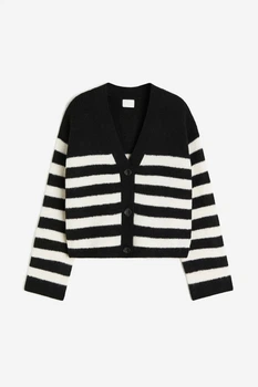 Жіночий кардиган H&M 206441-2 S(165/88) чорно-білий (2064410003)