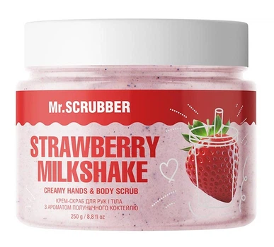 Крем-скраб для рук і тіла з ароматом полуничного коктейлю Mr.SCRUBBER Strawberry Milkshake Creamy Hands & Body Scrub, 250 мл (4823109701724)