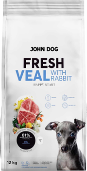 Сухий корм для цуценят John Dog Fresh Puppies Телятина з кроликом S 12 кг (5903769014576)