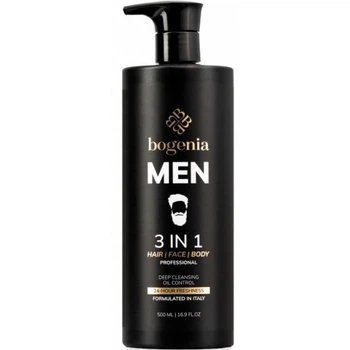 Шампунь 3 в 1 для мужчин Bogenia Hair Face Body Deep Cleansing Oil Control BG 450, 500 мл (4823124406062)