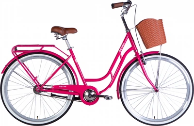 Велосипед Dorozhnik RETRO Velosteel ST 28" 19" 2025 с багажником задн. St с корзиной Pl с крылом St Розовый (OPS-D-28-429)