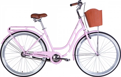 Велосипед Dorozhnik RETRO Velosteel ST 28" 19" 2025 с багажником задн. St с корзиной Pl с крылом St Светло-розовый (OPS-D-28-430)