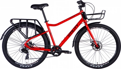 Велосипед Dorozhnik UTILITY DD CS AL 27.5" 18.5" 2025 з багажником задн. St з корзиною St з крилом Pl Оранжево-червоний (OPS-D-27.5-004)