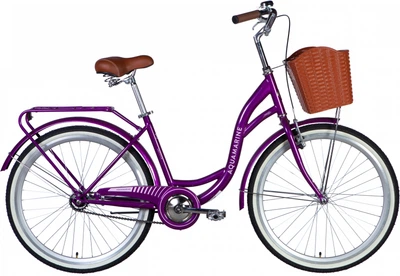 Велосипед Dorozhnik AQUAMARINE BH ST 26" 17" 2025 с багажником задн. St с корзиной Pl с крылом St Сиреневый (OPS-D-26-327)