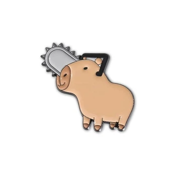 Брошка-значок BROCHE біжутерія Тварини Капібара з пилкою коричнева BRGV114171