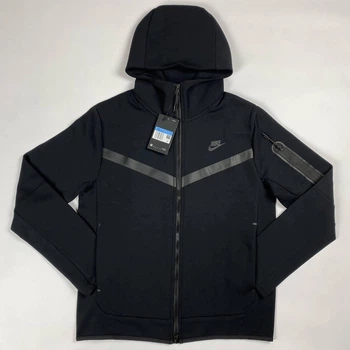 Кофта мужская Tech Fleece, Zip-Hoodie спортивная, m, черная