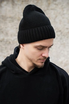 Чоловіча Зимова Трикотажна Шапка На Флісі Without Butch Black