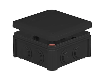 Коробка розподільча зовнішня UNIKA PLANK поліпропілен самозатух.850°С IP55 100х100х50мм з сальник.гумов.чорн.IB601Vintage