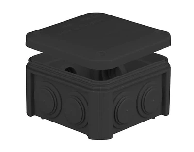 Коробка розподільча зовнішня UNIKA PLANK поліпропілен самозатух.850°С IP55 85х85х40мм з сальник.гумов.чорн.IB401Vintage