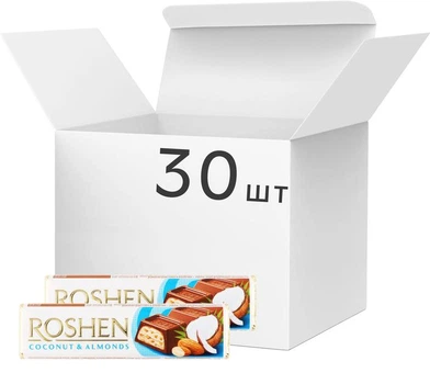 Шоколадний батончик Roshen з кокосом та мигдалем 38 г х 30 шт