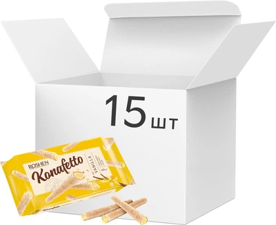 Вафельні трубочки Roshen Konafetto з ванільною начинкою 140 г х 15 шт