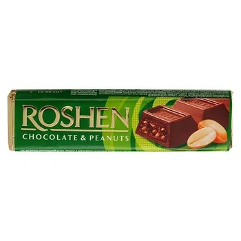 Шоколадный батончик Roshen Зеленый с арахисовой начинкой 38 г x 30 шт