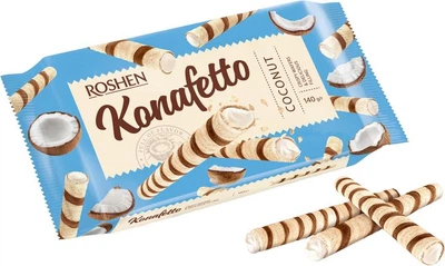 Вафельні трубочки Roshen Konafetto з молочною начинкою 140 г х 15 шт