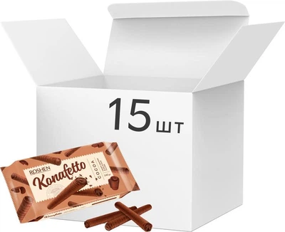 Вафельні трубочки Roshen Konafetto з начинкою крем-какао 140 г х 15 шт