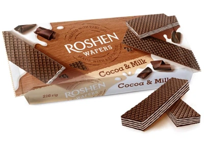 Вафлі Roshen Wafers какао-молоко 216 г х 16 шт