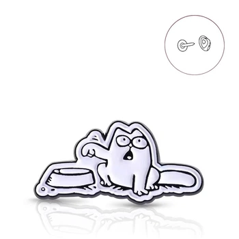 Брошь-значок BROCHE бижутерия Животные Голодный Кот у миски BRGV115112