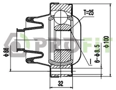 ШРКШ зі змазкою в комплекті ШАРНІРНИЙ КОМПЛЕКТ JEEP CHEROKEE 01- ЗОВНІШН. 2710-3107 Profit (27103107)