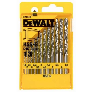 Набір свердлу по металу DeWALT HSS-G, 13 шт: d=1.5, 2, 2.5, 3, 3.2, 3.5, 4, 4.5, 5, 4.8, 6.5 мм