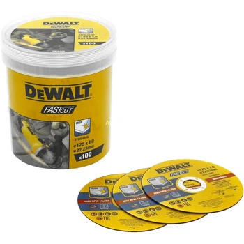 Набір кругів відрізних DeWALT FASTCUT, нержавіюча сталь/листовий метал, 125x1x22,23 мм, 100 шт (DT20540)