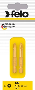 Бита FELO PZ2х50 мм TIN; 1/4"; С 6,3; ВОХ (2 шт.) (03202567)