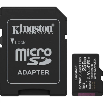 Карта памяти Kingston microSDXC Canvas Select Plus 256GB Class 10 UHS-I U1 V10 A1 + SD адаптер (SDCS3/256GB) [144833]