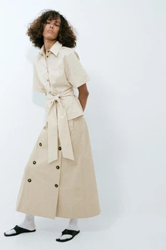 Довга спідниця з запахом і ґудзиками Zara 4661/408 S Бежева (04661408711S)