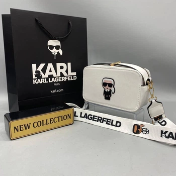 Сумка с принтом Karl Lagerfeld маленькая женская белая (s413)